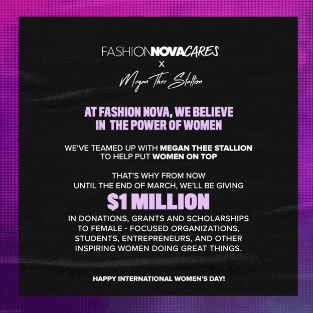 Fashion Nova Continues $1 Million Donations with New Initiative Around International Women's Day