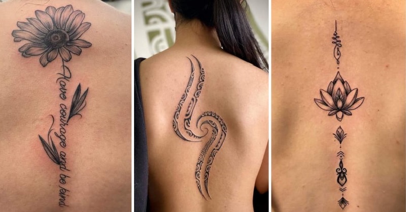 Black print spine tattoo Idea