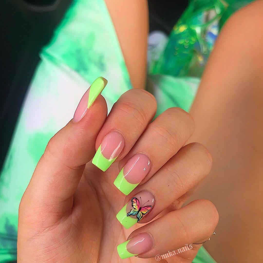 Green tips for acrylic nails