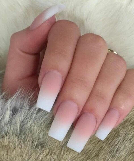 Matte French ombre nail coffin