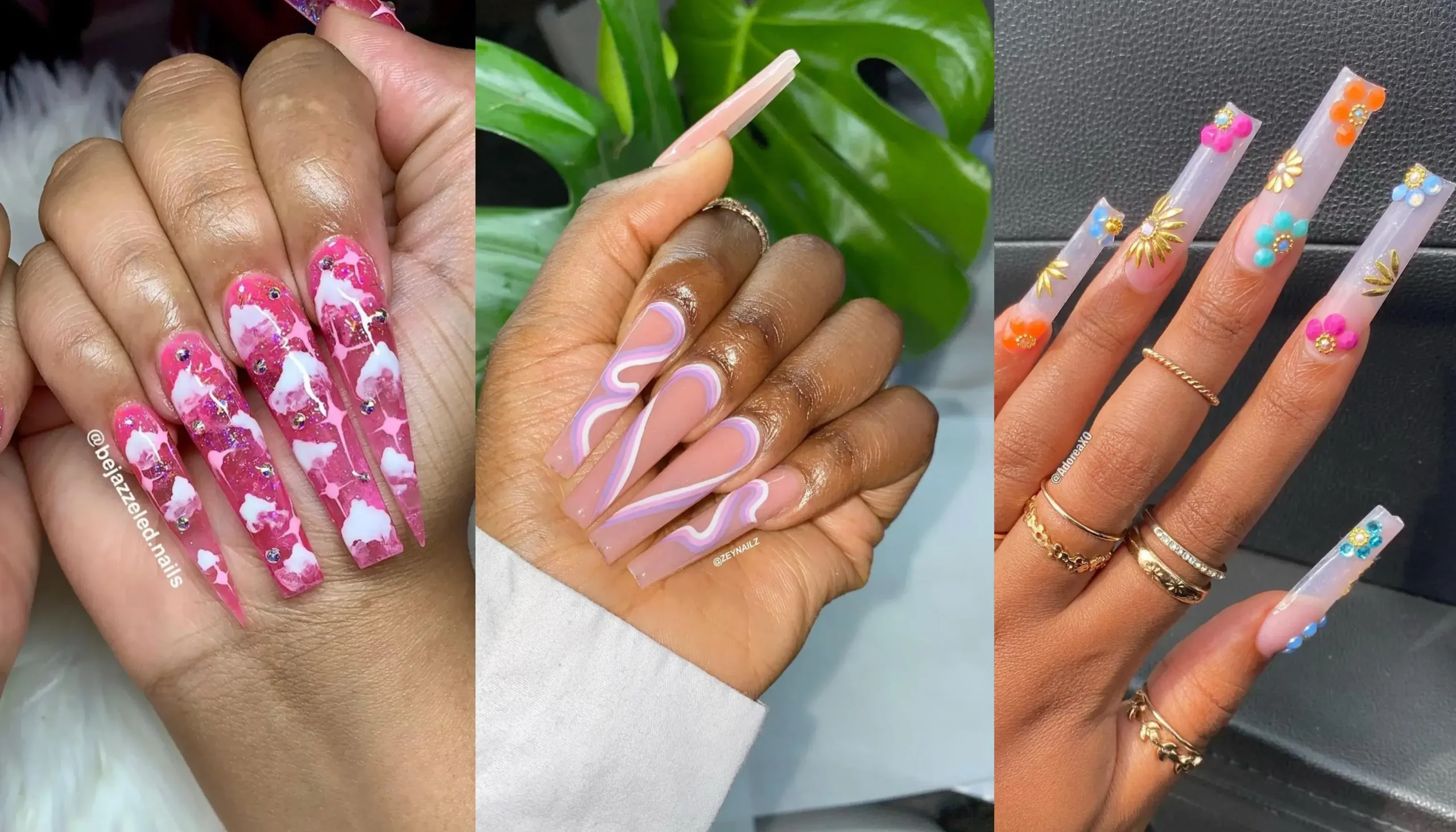 This swirl design of acrylic nails force you to fall in love with them