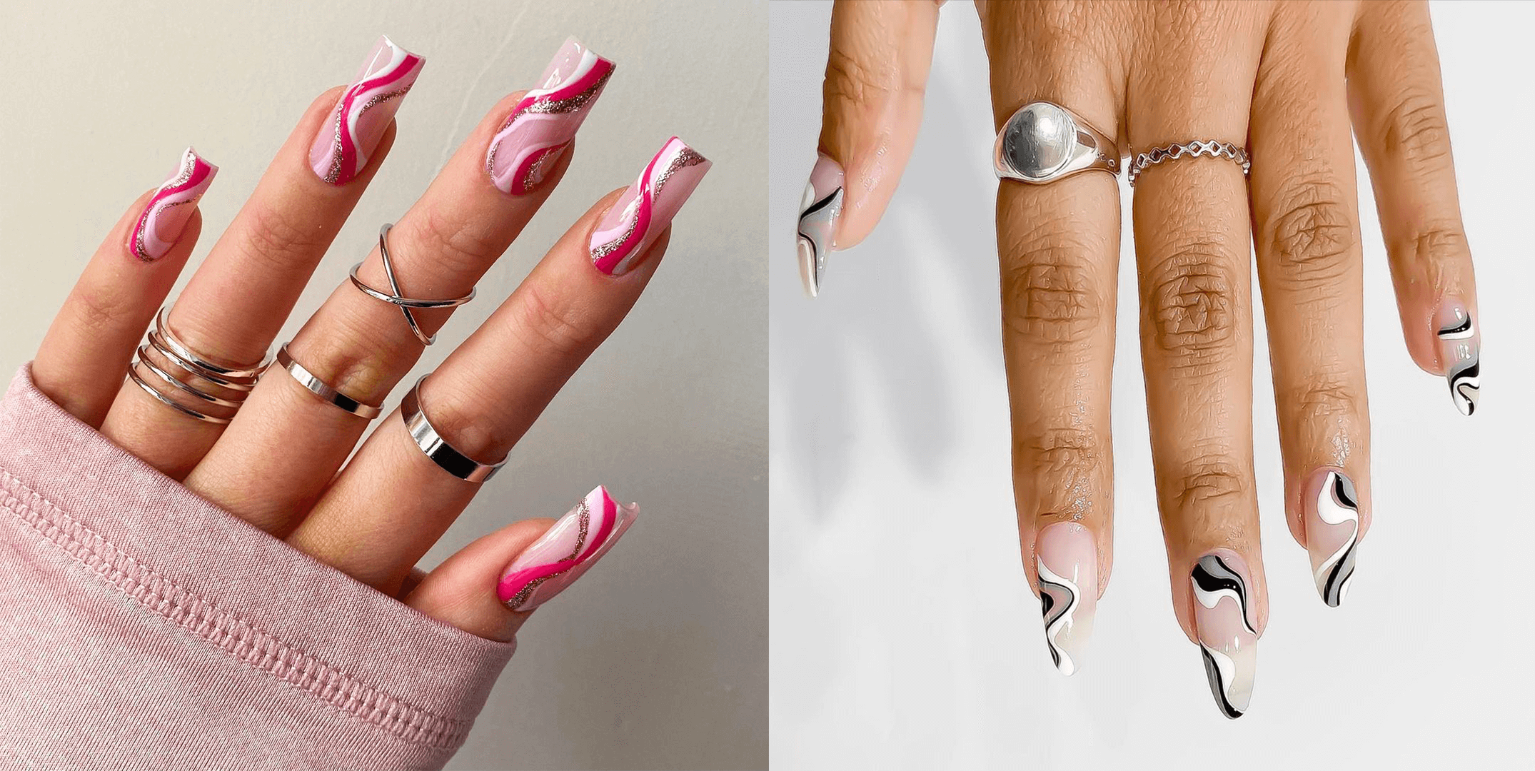 Wavy acrylic nails